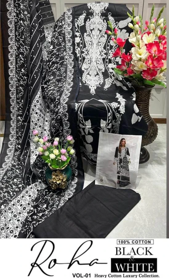Keval Roha Black and White Vol 1 Cotton Wholesale Pakistani Readymade Salwar Suit Catalog — Wholesale Salwar Suits, Keval Fab wholesale from Surat - Gallery Image 5